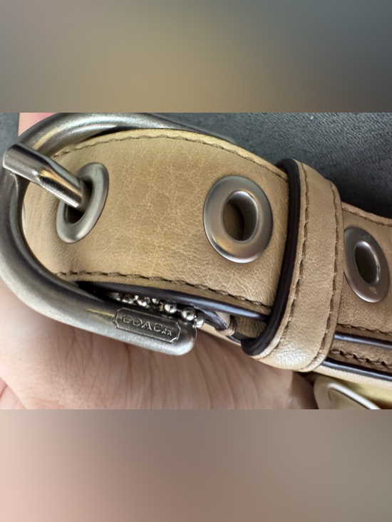 Coach Legacy Swingpack Crossbody Bag Pebbled Leather Beige Tan F12319 - Picture 7 of 13